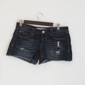 Dark Wash Distressed Cut Off Jean Shorts